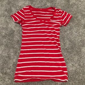 red and white striped shirt